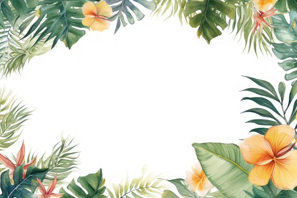 Tropical leaves flowers outdoors painting tropics.