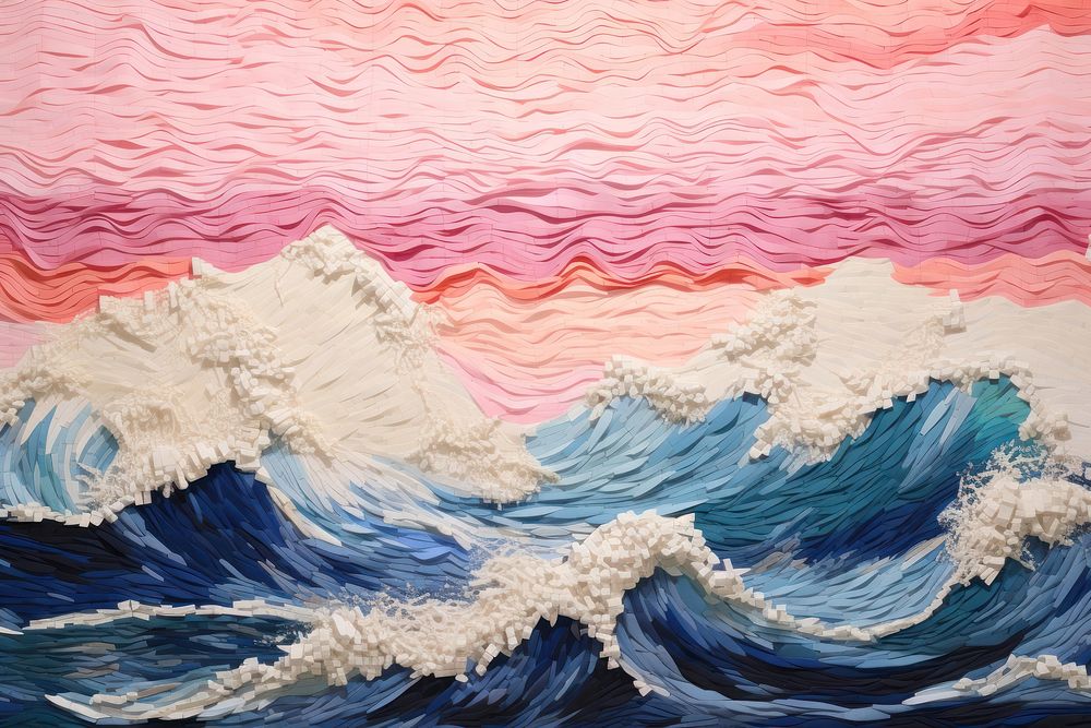 Ultraviolet ocean waves painting nature land.