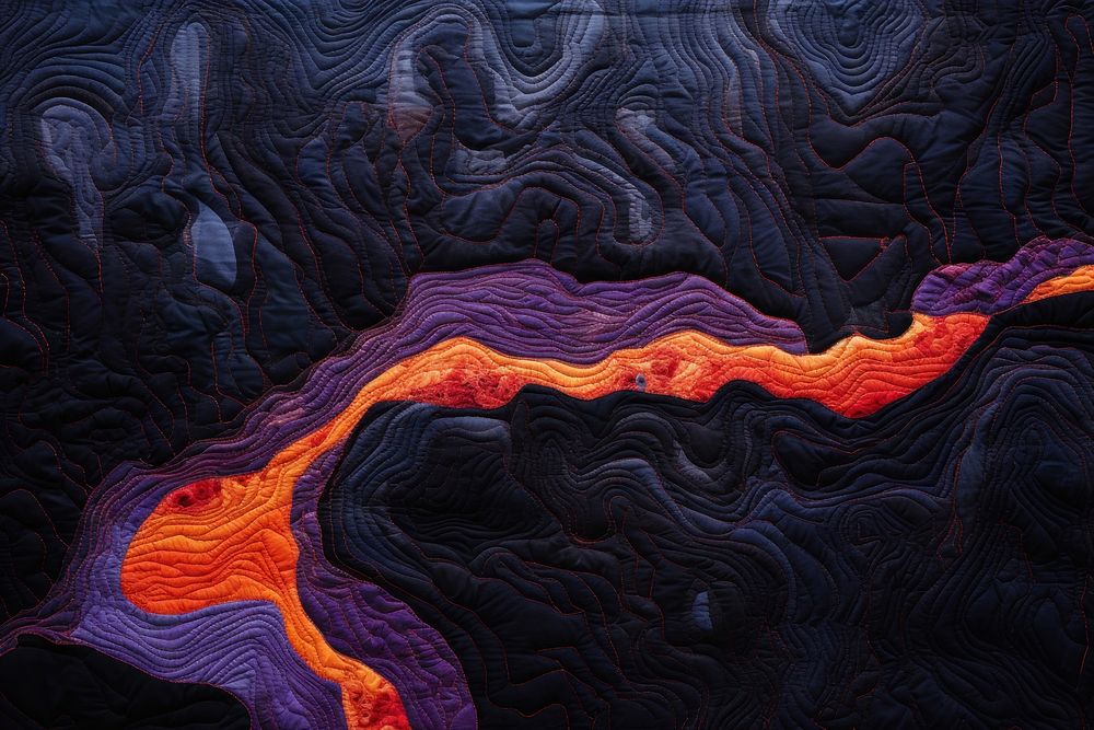Ultraviolet burning lava landscape outdoors volcano.