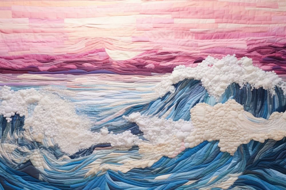 Ultraviolet ocean waves painting pattern art.