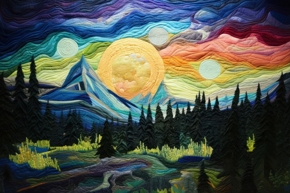 Aurora light landscape outdoors painting.