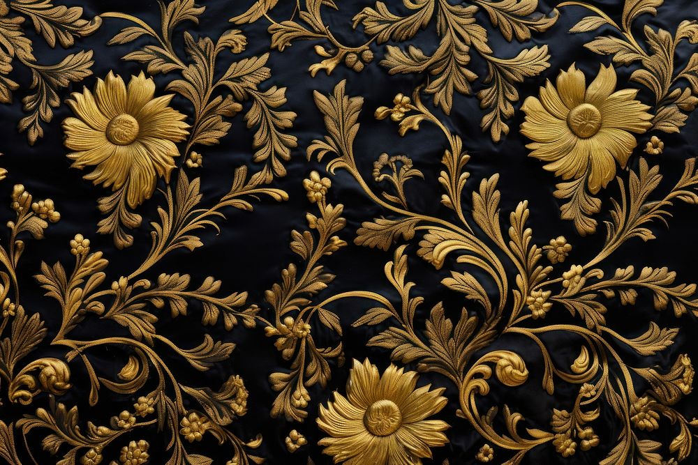 Vintage small damask pattern black gold backgrounds.