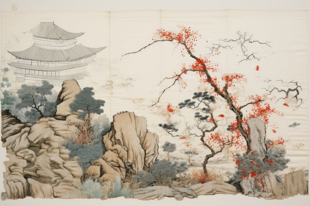 Chinese pattern painting plant art.