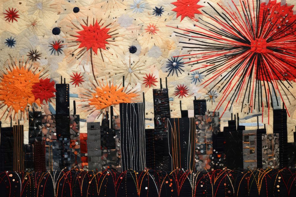 Fireworks painting city art.