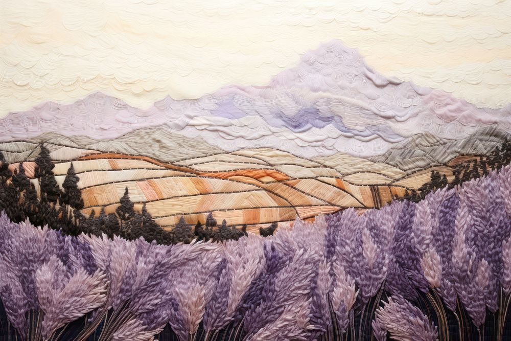 Lavender landscape painting plant.