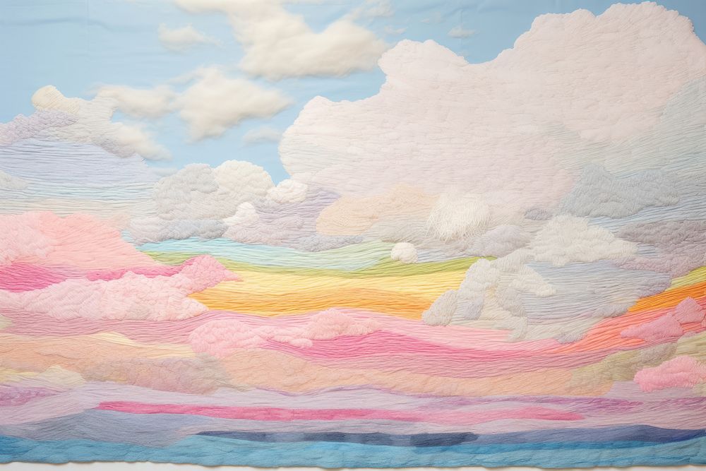 Pastel cloudy sky landscape painting nature.
