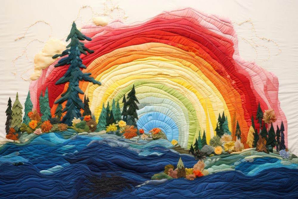 Rainbow painting pattern quilt.