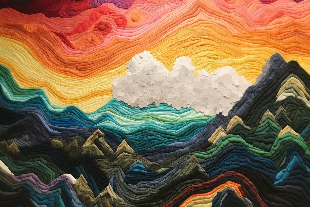 Rainbow landscape painting art.