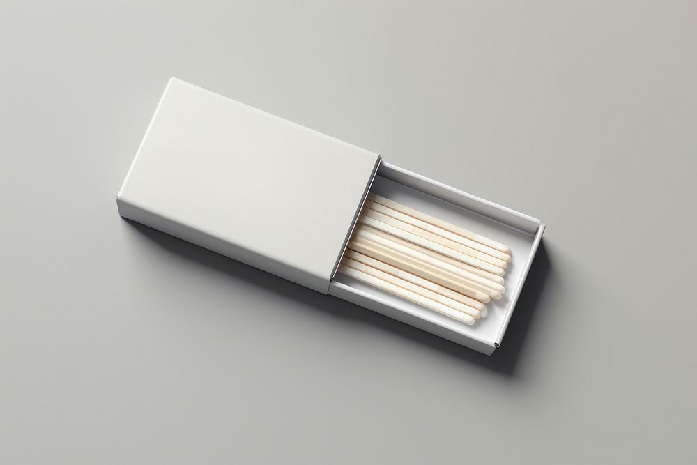 Match box packaging  gray gray background studio shot.
