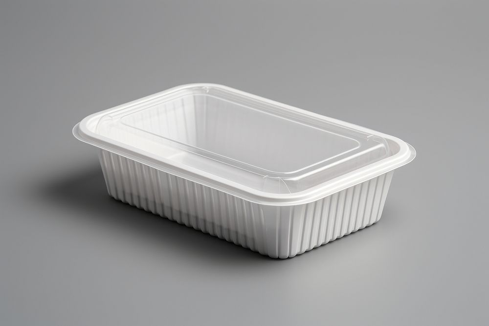 Food container packaging  gray food gray background.