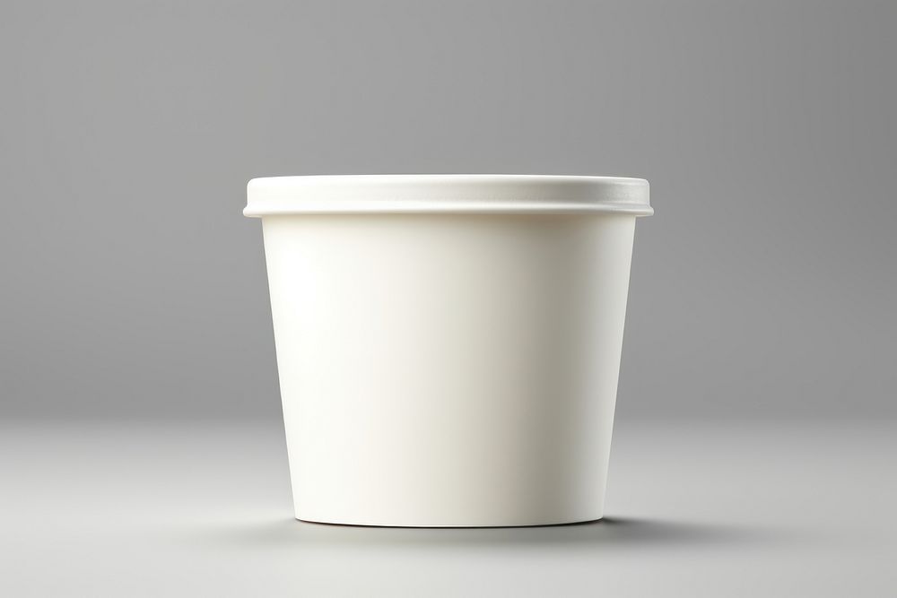 Ice cream tub packaging  porcelain gray cup.