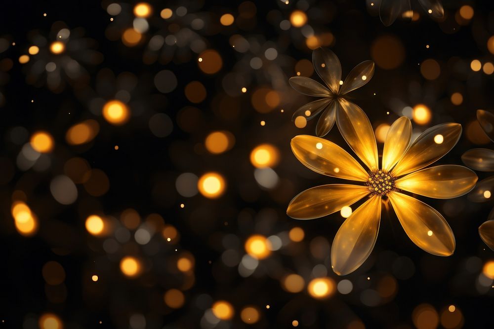 Neon black and yellow light pattern bokeh effect background backgrounds lighting flower.