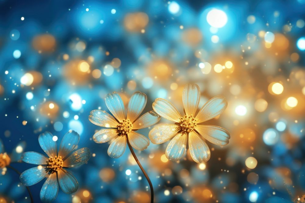 Neon yellow and blue light pattern bokeh effect background flower backgrounds outdoors.