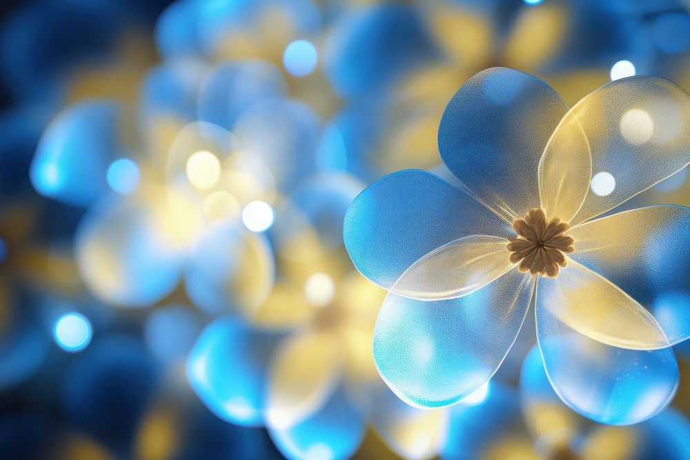 Neon yellow and blue light pattern bokeh effect background backgrounds abstract flower.