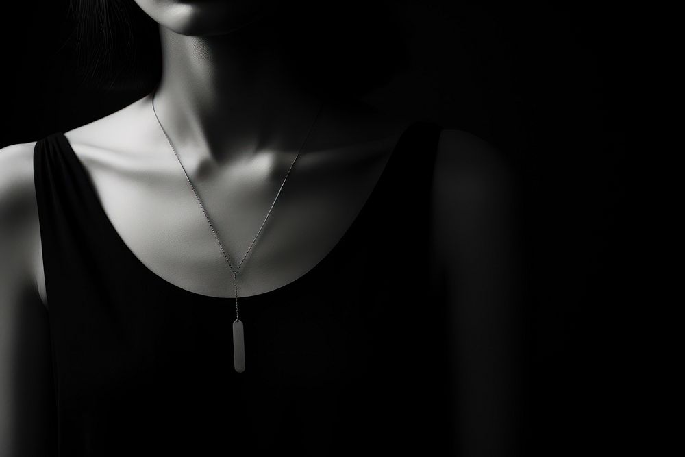Long necklace pendent jewelry adult black.