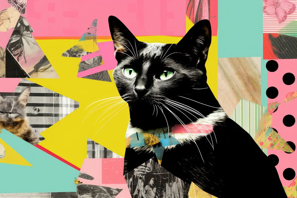 Abstract cat collage border art backgrounds animal.