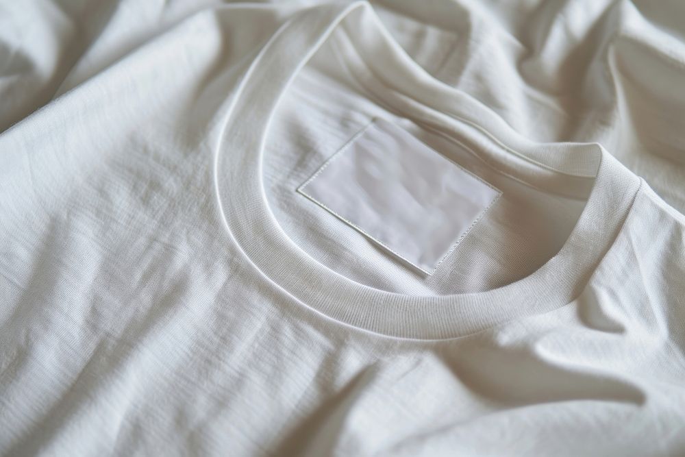 T-shirt label  linen white undershirt.