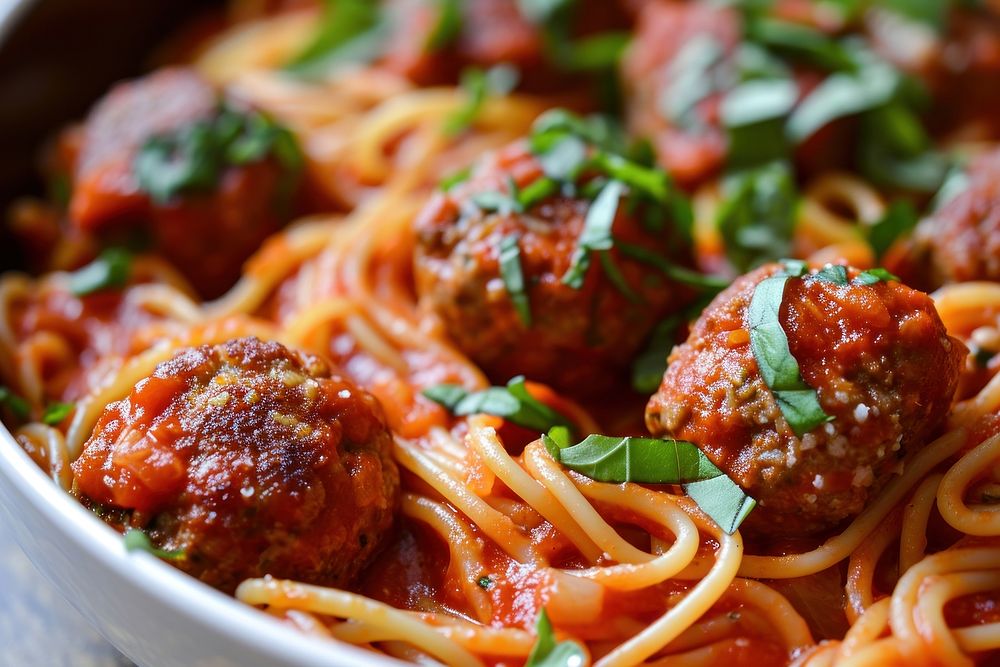 Meatball pasta spaghetti food naporitan.