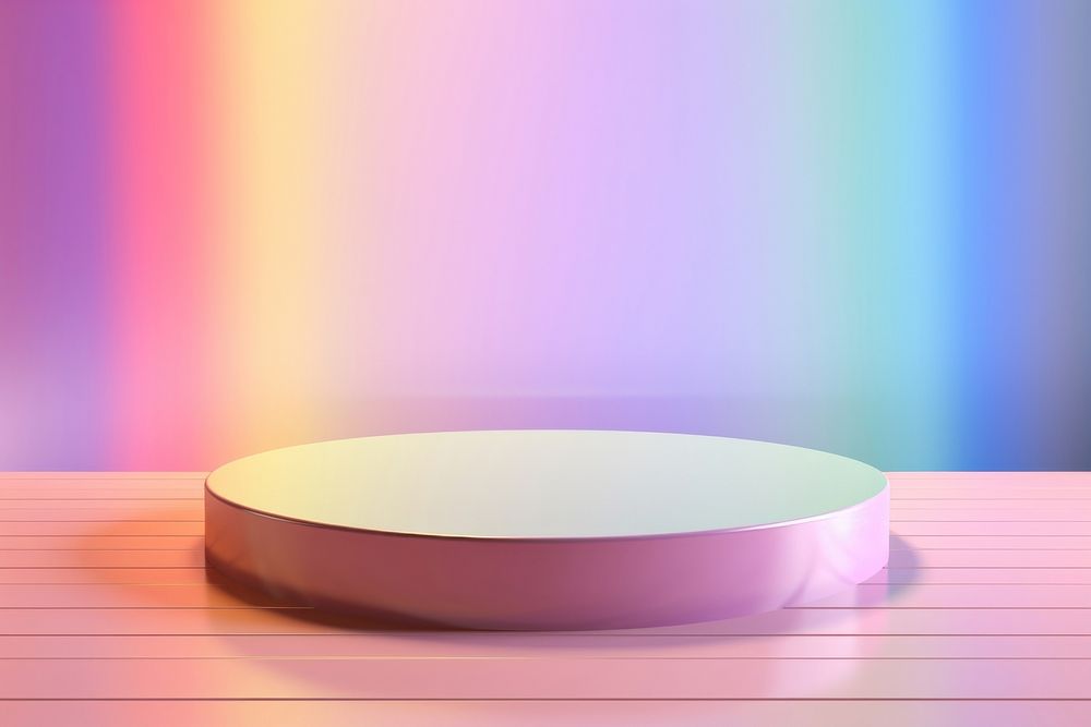 Rainbow lighting purple table.