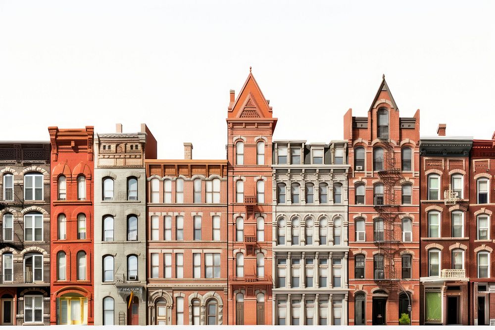 Tall american classic brick buildings architecture house city.