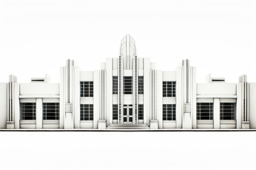 Row of art deco offices architecture building city.