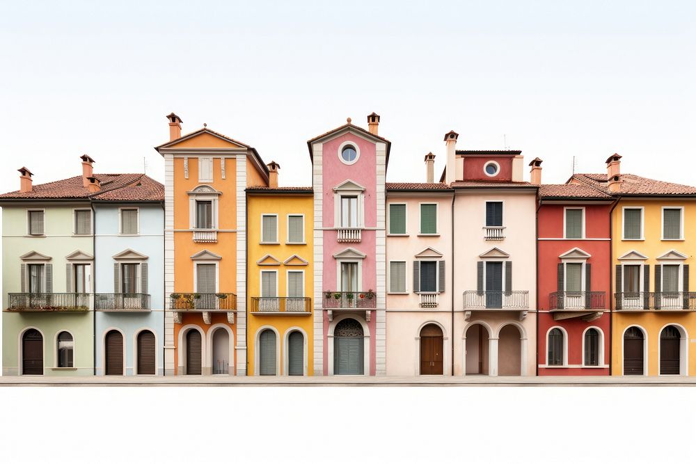Architecture photo of italian townhouses building city neighbourhood.