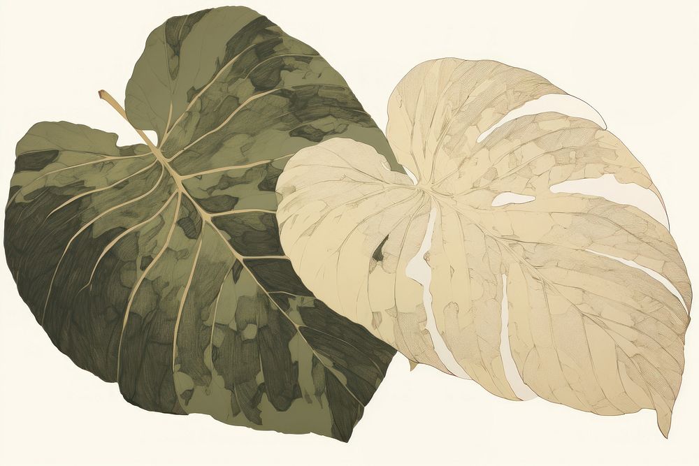Illustration the 1970s of leaf plant xanthosoma creativity.