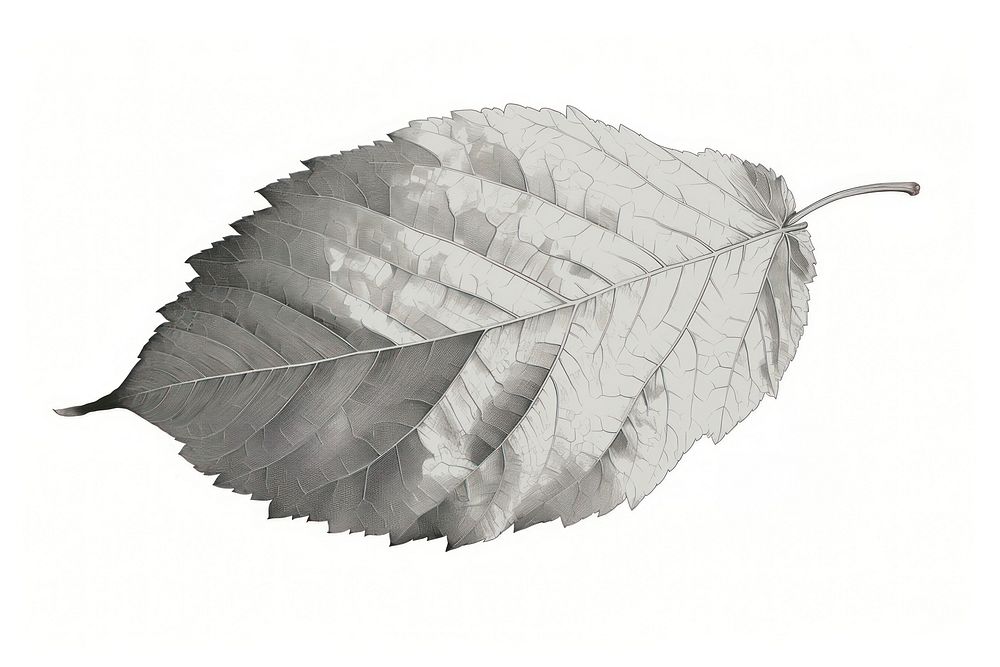 Illustration the 1970s of leaf plant white monochrome.