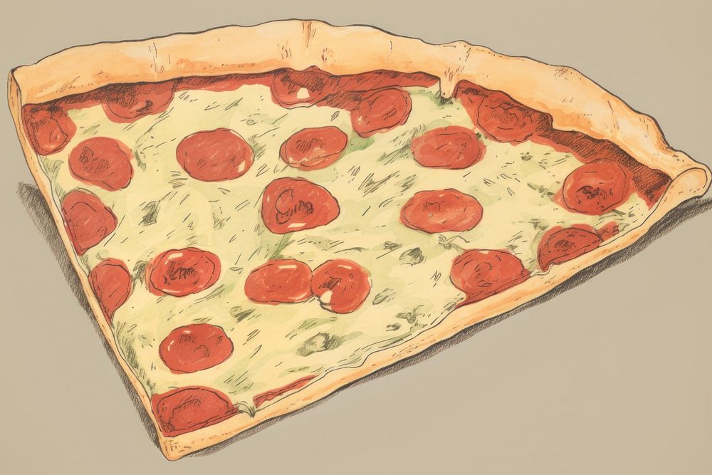 Illustration the 1970s of pizza food text pepperoni.