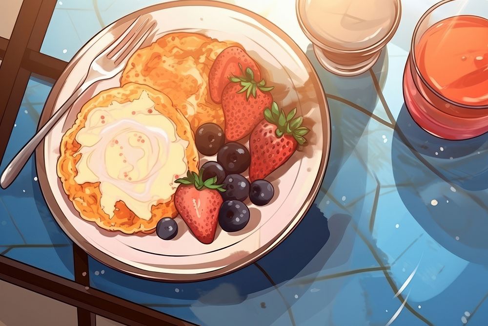 Breakfast pancake brunch plate.