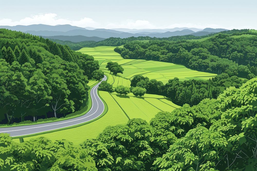 Landscape tree road vegetation.