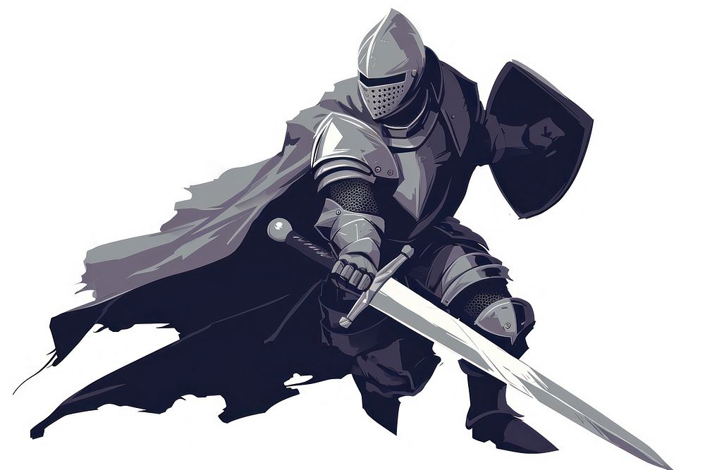 Knight weapon white background protection.
