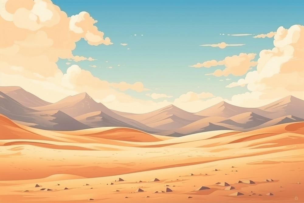 Illustration sand dunes landscape backgrounds panoramic.