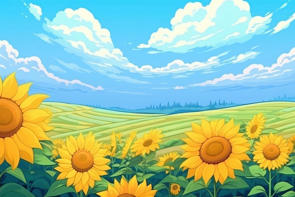 Landscape sunflower field backgrounds.
