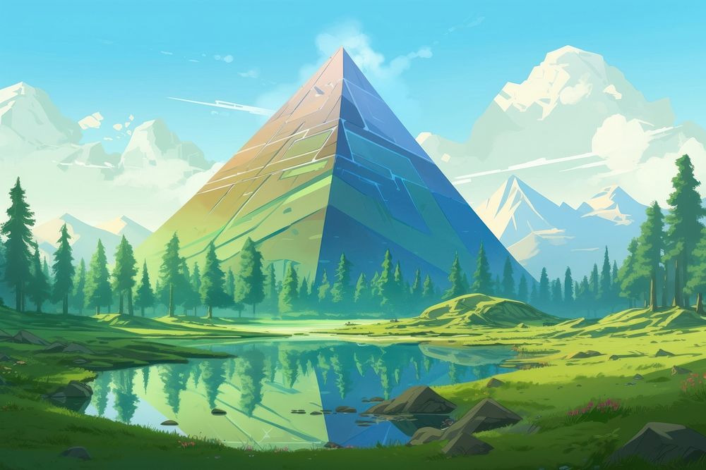 Illustration pyramid landscape mountain outdoors.
