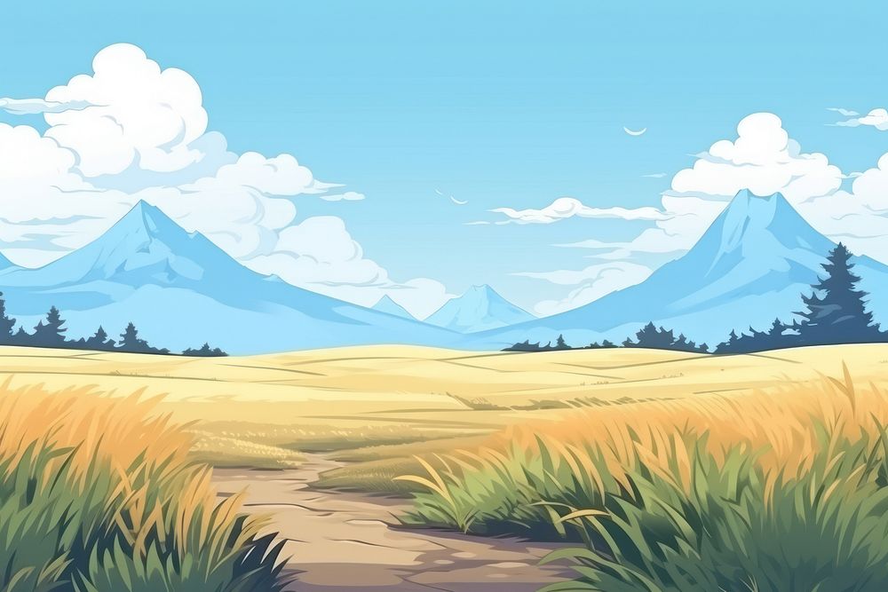 Illustration wheat field landscape backgrounds panoramic.