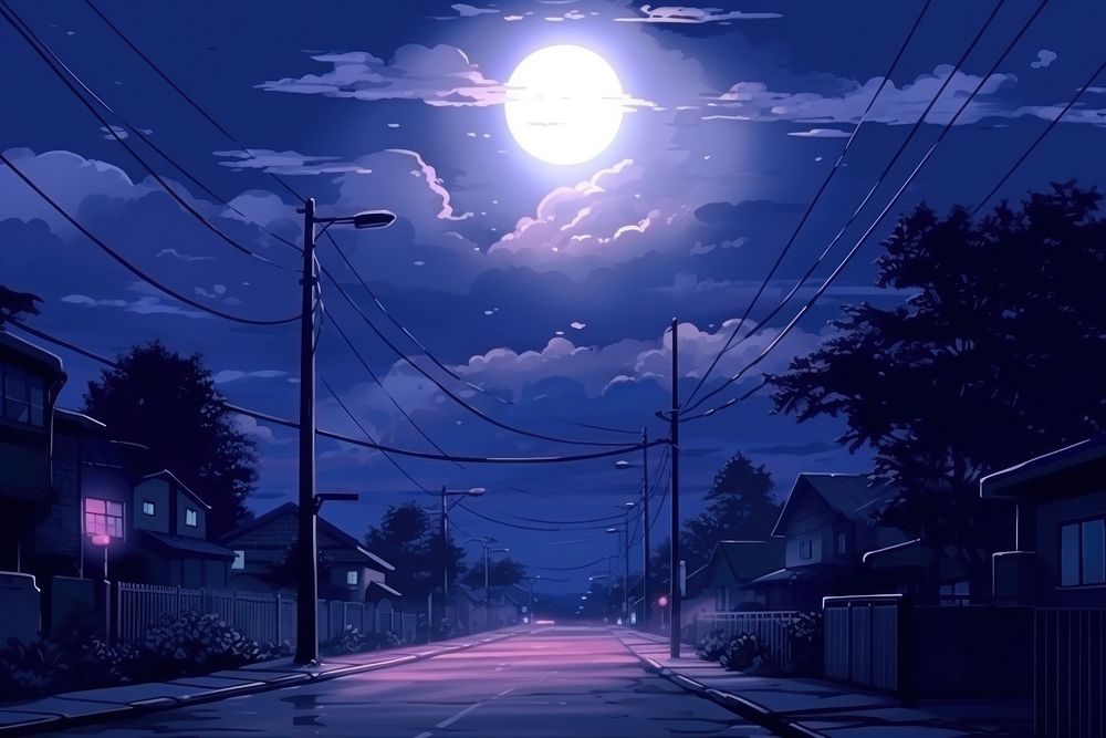 Street night moon astronomy.