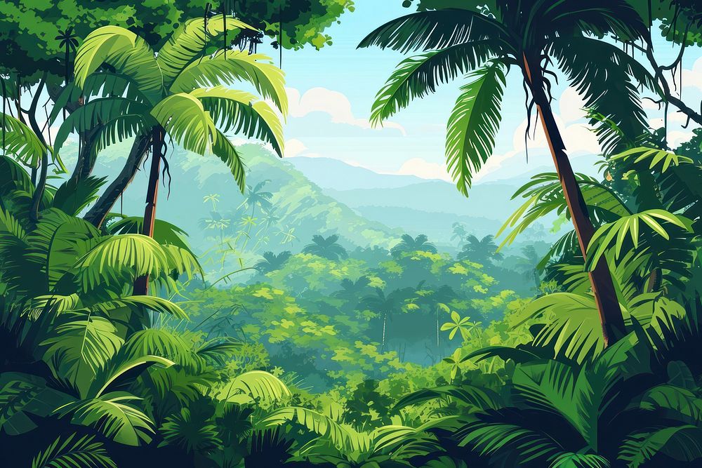 Tropical forest landscape backgrounds vegetation.