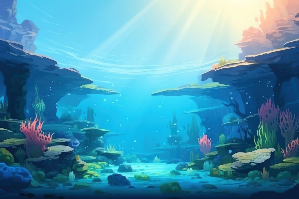Illustration underwater aquarium outdoors nature.