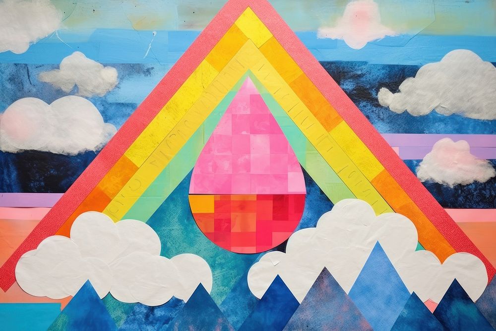 The rainbow abstract painting triangle.