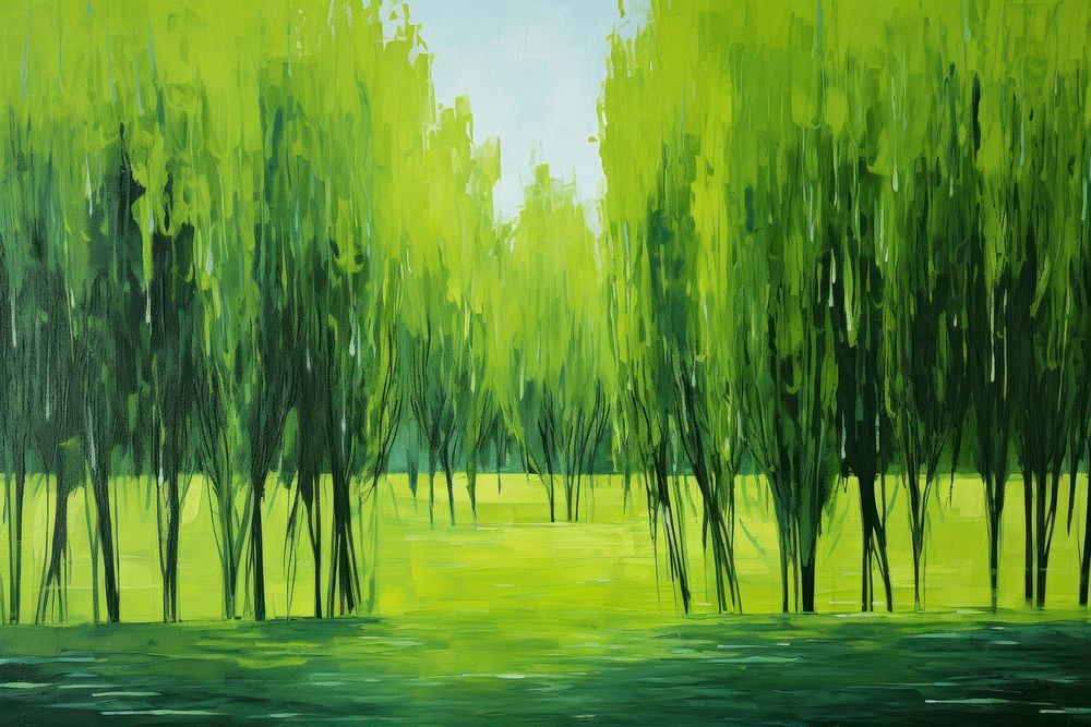 Painting green tree backgrounds.