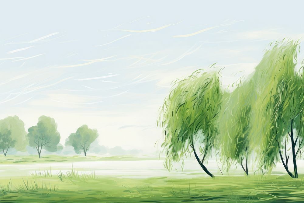 Willow green tree landscape.