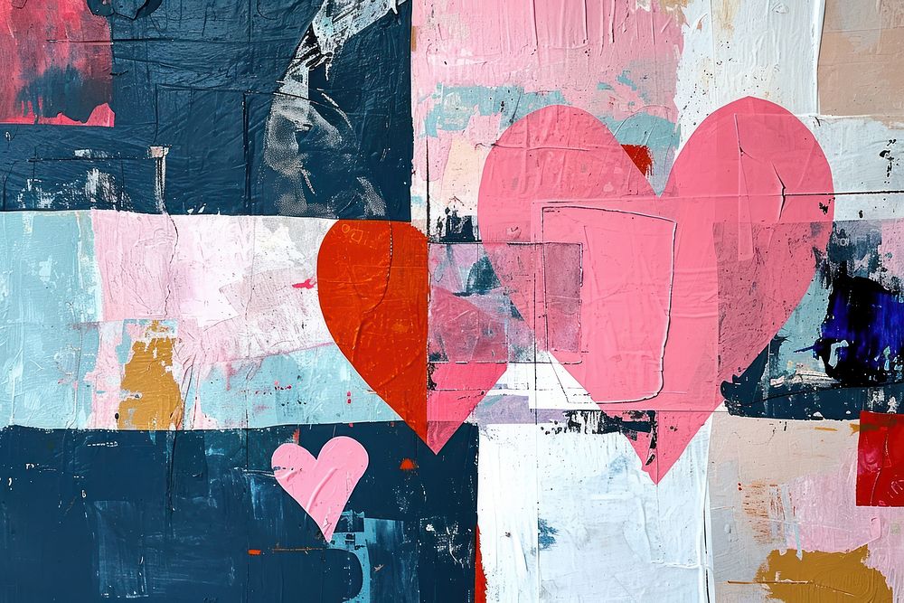 Valentine art abstract collage.