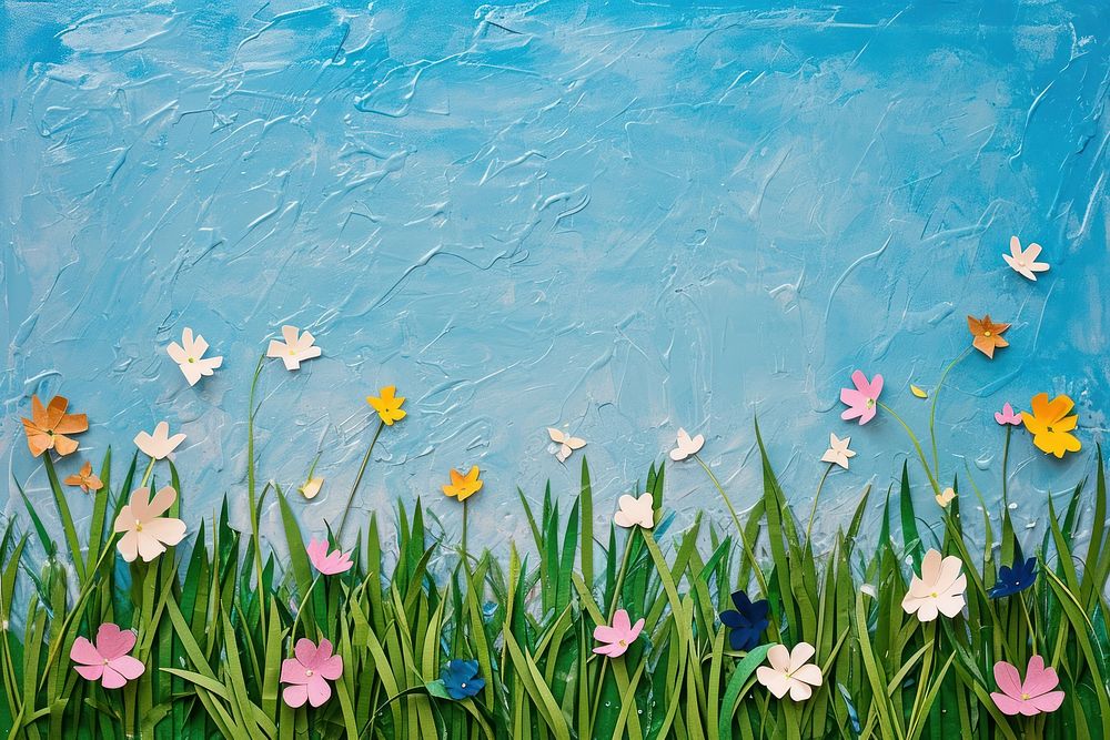 Spring flower grass painting.