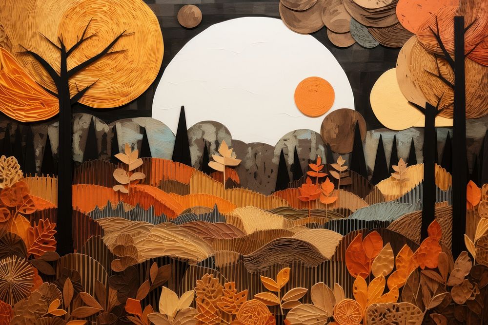 An autumn forest painting art representation.