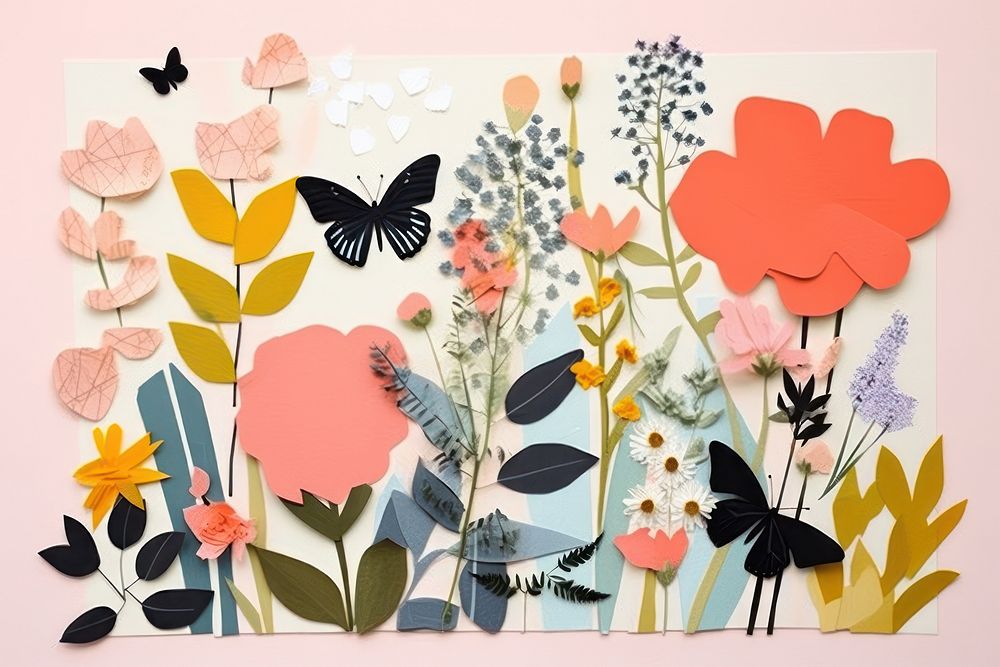 Spring flower pattern collage.