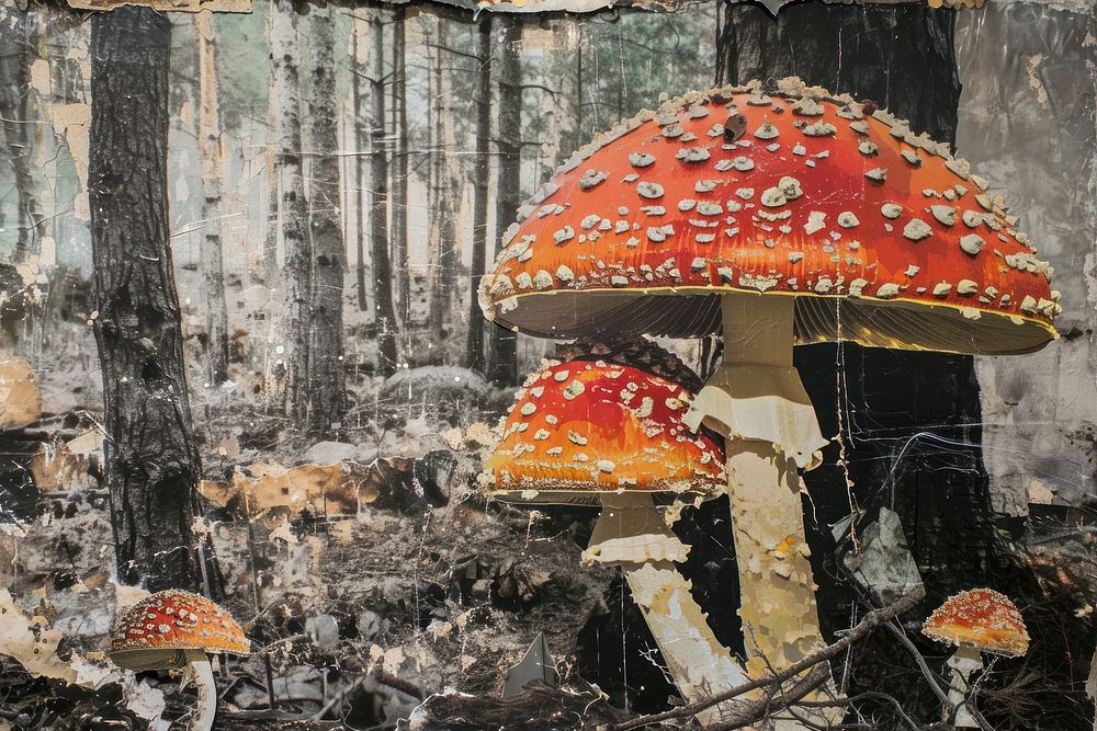 Mushrooms in a forest fungus plant art.