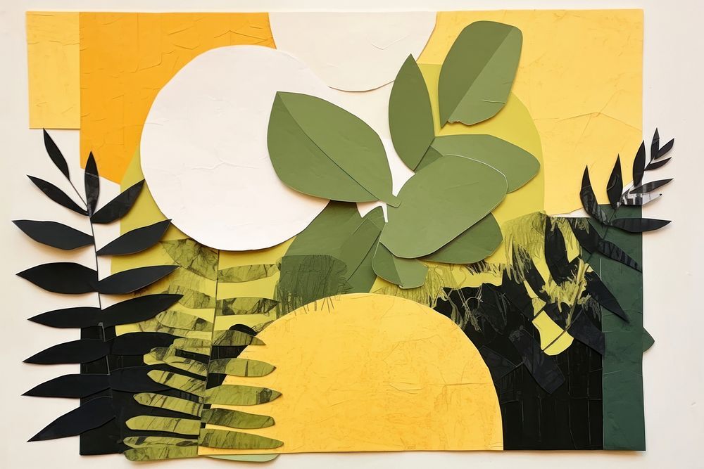 Plant art painting collage.