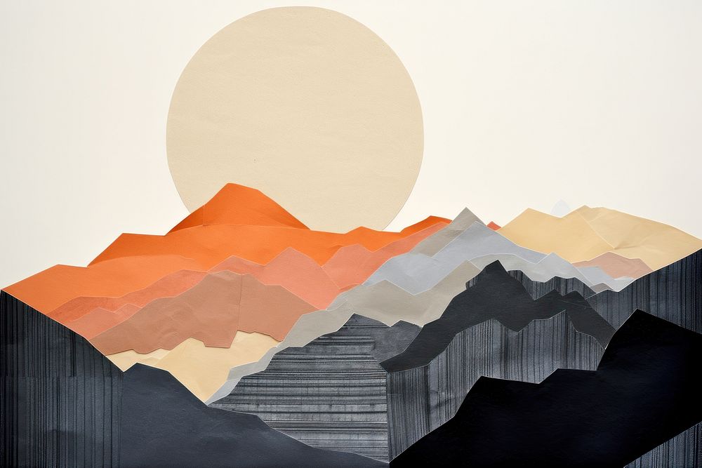 Mountain art painting collage.