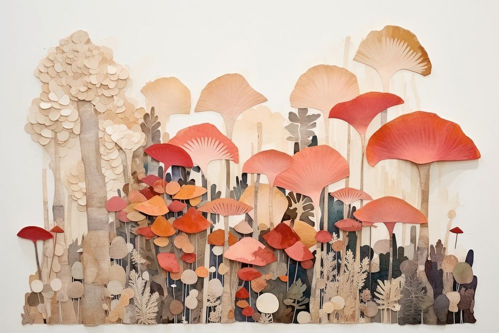 Mushrooms in a forest art painting fungus.